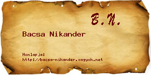 Bacsa Nikander névjegykártya